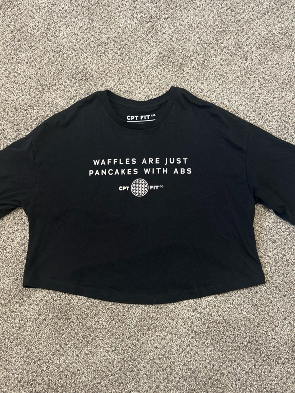 CPT FIT Co. Black Crop Top - 'Waffles Are Just Pancakes With Abs'